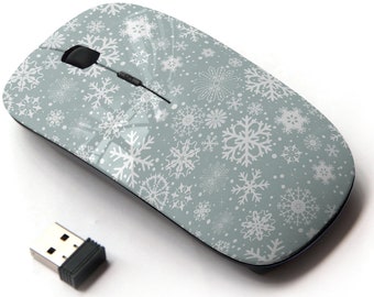 Beautiful Snowflakes Print Pattern - Wireless Mouse, 2.4G Portable Optical Mouse with Nano USB Receiver for Kids, Children.