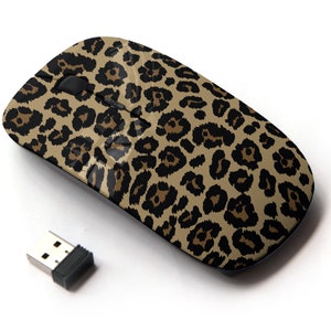 Patrón de diseño Leopard - Ratón inalámbrico, ratón óptico portátil 2.4G con receptor Nano USB para niños, niños.