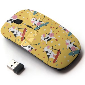 Funky Cows Pattern - Ratón inalámbrico, ratón óptico portátil 2.4G con receptor Nano USB para niños, niños.