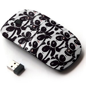 Lindo Panda Bear On Pattern - Ratón inalámbrico, ratón óptico portátil 2.4G con receptor Nano USB para niños, niños.