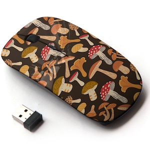 Colorful Mix Mushrooms On Pattern - Wireless Mouse, 2.4G Portable Optical Mouse with Nano USB Receiver for Kids, Children.