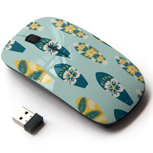 Repita la impresión del patrón de iconos de tablas de surf: mouse inalámbrico, mouse óptico portátil de 2.4G con receptor nano USB para niños, niños.