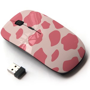 Patrón de vacas naranjas: ratón inalámbrico, ratón óptico portátil de 2,4 G con receptor nano USB para niños, niños.
