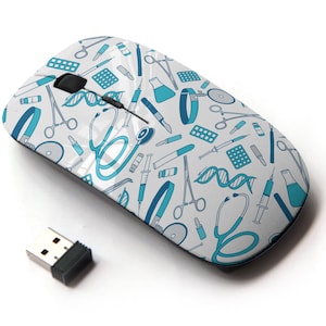 Patrón de herramientas médicas de big collection: mouse inalámbrico, mouse óptico portátil 2.4G con receptor Nano USB para niños, niños.