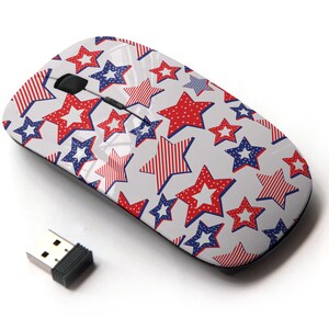 4th July American Print Pattern - Ratón inalámbrico, ratón óptico portátil 2.4G con receptor Nano USB para niños, niños.