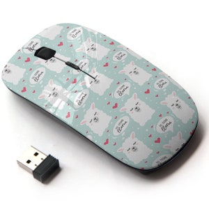 Llama Icons Print - Ratón inalámbrico, ratón óptico portátil 2.4G con receptor Nano USB para niños, niños.
