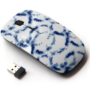 Indigo Blue Tie Dye Shibori Pattern Print - Ratón inalámbrico, ratón óptico portátil 2.4G con receptor Nano USB para niños, niños.