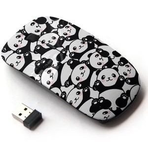Lindo patrón de panda - ratón inalámbrico, ratón óptico portátil 2.4G con receptor Nano USB para niños, niños.