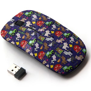 Cute Farm Animal Barnyard Pattern Print - Ratón inalámbrico, ratón óptico portátil 2.4G con receptor Nano USB para niños, niños.