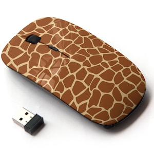 Giraffe Pattern Print - Ratón inalámbrico, ratón óptico portátil 2.4G con receptor Nano USB para niños, niños.