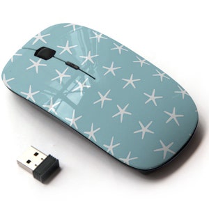 Sea Stars Ocean Starfish Icons Print - Ratón inalámbrico, ratón óptico portátil 2.4G con receptor Nano USB para niños, niños.