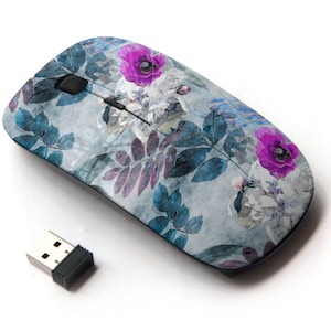 Art Vintage Acuarela Colorido Patrón Floral - Ratón inalámbrico, Ratón óptico portátil 2.4G con receptor Nano USB para niños, niños.