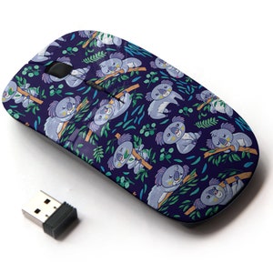Koalas Eucalyptus Forest Print - Ratón inalámbrico, ratón óptico portátil 2.4G con receptor Nano USB para niños, niños.