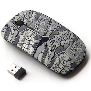 Retro Pop Art Comic Shout Print Pattern - Ratón inalámbrico, ratón óptico portátil 2.4G con receptor Nano USB para niños, niños.