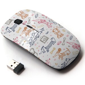 Animales Mascotas Perros Divertidos Impresión - Ratón inalámbrico, Ratón óptico portátil 2.4G con receptor Nano USB para niños, niños.