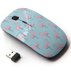 Flamingo On Mint Pattern - Ratón inalámbrico, ratón óptico portátil 2.4G con receptor Nano USB para niños, niños.