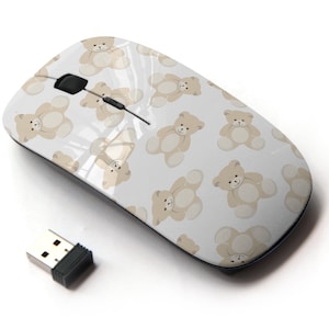 Kid Teddy Bear Icons Pattern Print - Ratón inalámbrico, ratón óptico portátil 2.4G con receptor Nano USB para niños, niños.