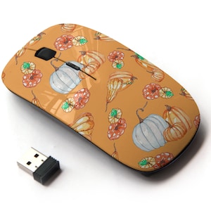 Patrón de calabazas de acuarela - Ratón inalámbrico, ratón óptico portátil 2.4G con receptor Nano USB para niños, niños.