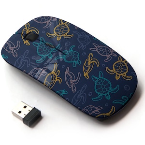 Sea Turtles Icons Print - Ratón inalámbrico, ratón óptico portátil 2.4G con receptor Nano USB para niños, niños.