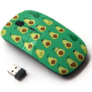 Lindo patrón de impresión de aguacate divertido - ratón inalámbrico, ratón óptico portátil 2.4G con receptor Nano USB para niños, niños.