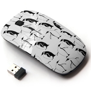 Patrón de impresión Winter Penguin - Ratón inalámbrico, ratón óptico portátil 2.4G con receptor Nano USB para niños, niños.
