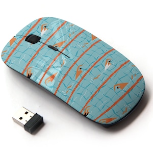 Swimmers Print Pattern - Ratón inalámbrico, ratón óptico portátil 2.4G con receptor Nano USB para niños, niños.