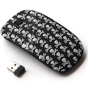 Halloween Pirate Skulls Icons Pattern Print - Ratón inalámbrico, ratón óptico portátil 2.4G con receptor Nano USB para niños, niños.