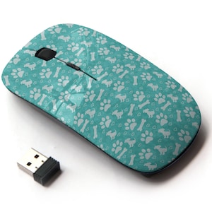 Lindo patrón de cachorro - ratón inalámbrico, ratón óptico portátil 2.4G con receptor Nano USB para niños, niños.