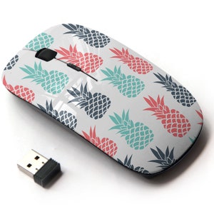 Colorido patrón de fruta de piña - ratón inalámbrico, ratón óptico portátil 2.4G con receptor Nano USB para niños, niños.