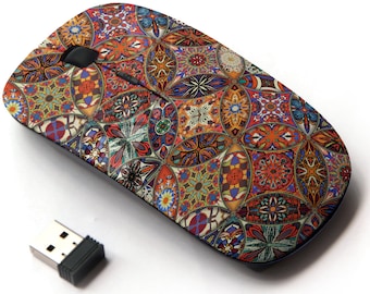 Dekorative Mandalas Vintage On Pattern - Funkmaus, 2.4G tragbare optische Maus mit Nano-USB-Empfäger für Kinder, Kinder.