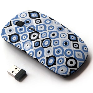 Patrón de mal de ojo turco - Ratón inalámbrico, ratón óptico portátil 2.4G con receptor Nano USB para niños, niños.