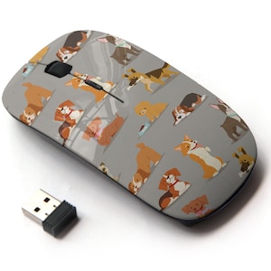 Mix Dogs Breed Cute Puppy Pattern - Ratón inalámbrico, ratón óptico portátil 2.4G con receptor Nano USB para niños, niños.