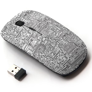 Patrón de placa de circuito de computadora- Ratón inalámbrico, ratón óptico portátil 2.4G con receptor Nano USB para niños, niños.