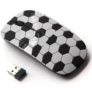 Patrón de balón de fútbol - Ratón inalámbrico, ratón óptico portátil 2.4G con receptor Nano USB para niños, niños.