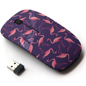 Flamingo Sketch Icons Print - Ratón inalámbrico, ratón óptico portátil 2.4G con receptor Nano USB para niños, niños.