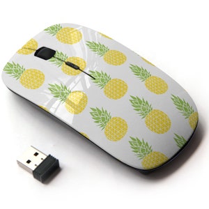 Patrón de piña colorido - Ratón inalámbrico, ratón óptico portátil 2.4G con receptor Nano USB para niños, niños.