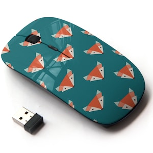 Beautiful Foxes Icons Pattern Print - Ratón inalámbrico, ratón óptico portátil 2.4G con receptor Nano USB para niños, niños.