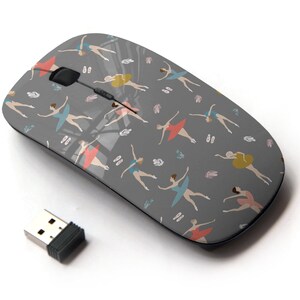 Ballet Dancers On Pattern - Ratón inalámbrico, ratón óptico portátil 2.4G con receptor Nano USB para niños, niños.