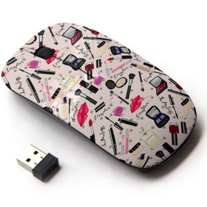 Maquillaje Perfume Cosmético Patrón - Ratón inalámbrico, ratón óptico portátil 2.4G con receptor Nano USB para niños, niños.