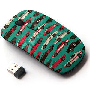American Muscle Classic Racing Car Theme Print - Ratón inalámbrico, ratón óptico portátil 2.4G con receptor Nano USB para niños, niños.