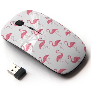 Flamingo Bird Retro Icons Print - Ratón inalámbrico, ratón óptico portátil 2.4G con receptor Nano USB para niños, niños.