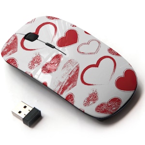 Lindo patrón de San Valentín - Ratón inalámbrico, ratón óptico portátil 2.4G con receptor Nano USB para niños, niños.