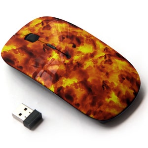Fire Flame Pattern Print - Ratón inalámbrico, ratón óptico portátil 2.4G con receptor Nano USB para niños, niños.