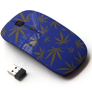 Cannabis Leaf Marijuana Icons Print - Ratón inalámbrico, ratón óptico portátil 2.4G con receptor Nano USB para niños, niños.