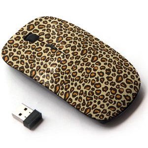 Leopard Cheetah Skin On Print Pattern - Ratón inalámbrico, ratón óptico portátil 2.4G con receptor Nano USB para niños, niños.