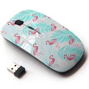 Lindo patrón retro Flamingo - ratón inalámbrico, ratón óptico portátil 2.4G con receptor Nano USB para niños, niños.