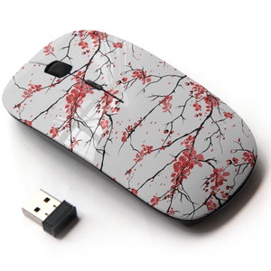Patrón Cherry Sakura - Ratón inalámbrico, ratón óptico portátil 2.4G con receptor Nano USB para niños, niños.