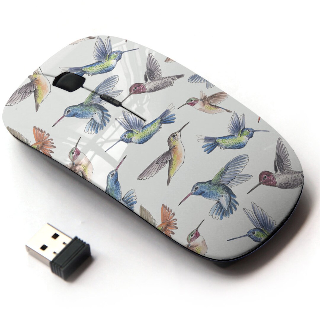 Hummingbird Mouse Hummingbirds Watercolors Print Pattern - Wireless Mouse, 2.4G Portable ...