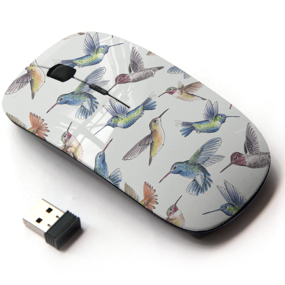 Hummingbirds Acuarelas Patrón de impresión - Ratón inalámbrico, ratón óptico portátil 2.4G con receptor Nano USB para niños, niños.