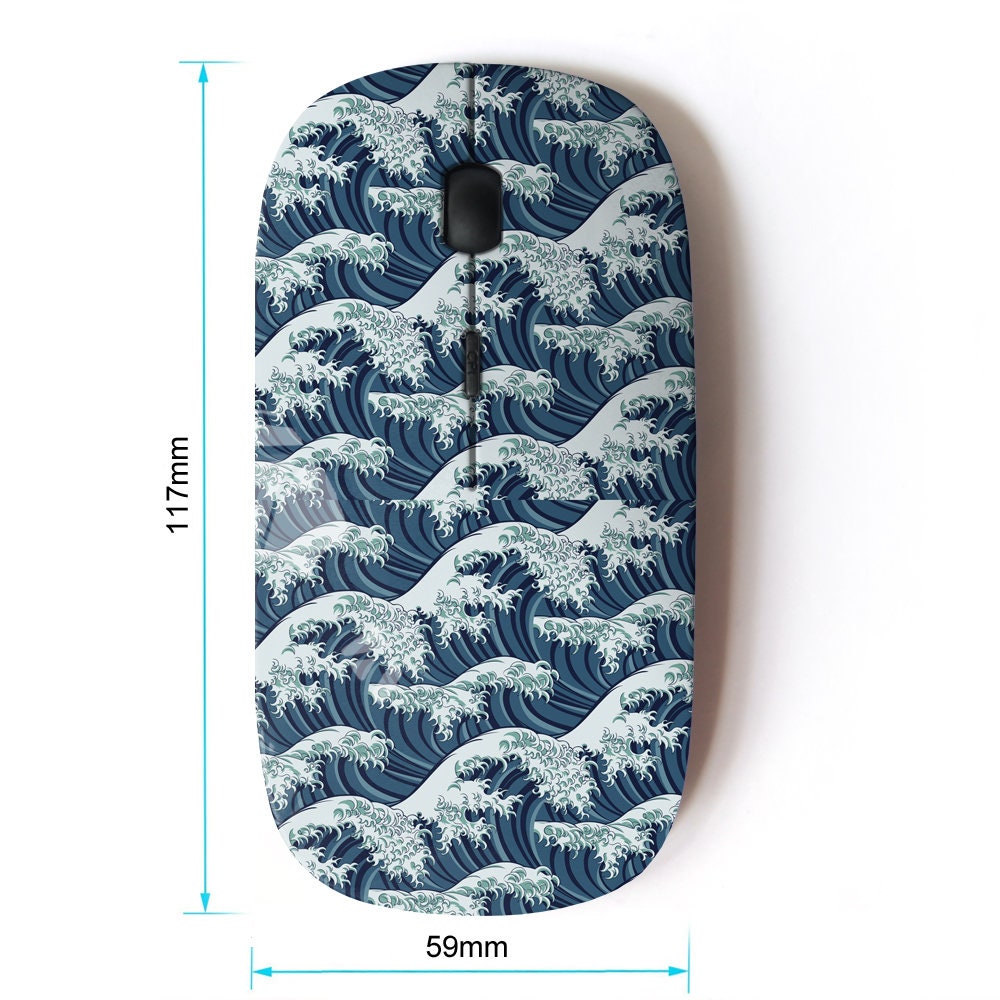 Japanese Great Wave Print Pattern - Wireless Mouse, 2.4G Portable ...